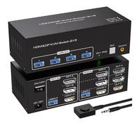 VPFET 8K60Hz KVM Switch 2 PC 3 Monitors 2 Display Port HDMI Triple Monitor