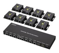 VPFET HDMI Extender Splitter Over Ethernet 1 in 8 Out Over Cat5e/6 Up to 165FT(50m) HD1080P 60Hz 3D with 1 Port HDMI Loop-Out Support EDID, POC Suitable for Projection Exhibition Presentations