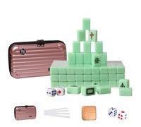 VPH Mini Chinese Mahjong Emerald 144 Pcs Travel Box with Ruler Tablecloth