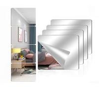 VPICKEVYS Acrylic Wall Mirror Full Length,8 x 8 Inch Self Adhesive Frameless Small Mirror Tiles, Flexible Plastic Mirror Sheets for Bedroom Home Gym Door (12"x14")