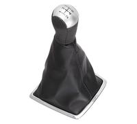 VPLPEREQAK Gear Knob for Ford for Focus 2 MK II 2005-2011 5 Speed Manual Gear Shift Knob PU Leather Gaiter Boot Cover(Silver)