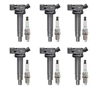 Vplus Set of 6 Ignition Coils Pack UF267 & Spark Plugs Platinum 4504 90919-01210 PK20TT Compatible with Lexus ES300 RX300 ES330 RX330 Toyota Camry Avalon Highlander Sienna Solara, C1175 3.0L 3.3L V6