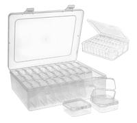 VPMeetx Bead Storage Box -15 Grid Bead Organiser Case with Hinged Lid, 2 Pack Transparent Plastic Diamond Art Storage for Diamond Art, Rhinestones, Beads, Craft Accessories