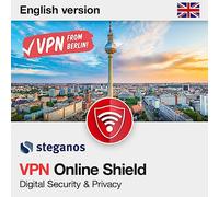 VPN Software for Streaming & Travel | Steganos VPN Online Shield | Bypass Geo-Restrictions, Unlock Global Content | High-Speed Servers | 1 Year for 5 Devices | Windows & Mac