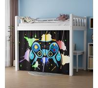 Vpory Bunk Bed Curtains - Loft Bed Curtains Privacy Bottom Bunk Bed Curtain Customization Blockout Breathable Bunk Bed Canopy for Teens Children Students (Game Machine Pattern, 2 Pac)