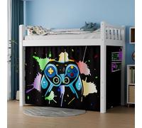 Vpory Bunk Bed Curtains - Loft Bed Curtains Privacy Bottom Bunk Bed Curtain Customization Blockout Breathable Bunk Bed Canopy for Teens Children Students (Game Machine Pattern, 2 Pacs Twin)