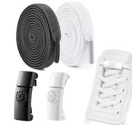 VPOUERY Pack of 2 Magnetic Shoelaces Fasteners, Laces, Quick Lacing System without Tying - Secure Hold with Magnetic Closure - Easy to Install in 10 Seconds (Black/White)