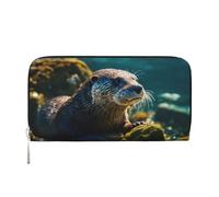 VPPUR Animal Cute Brown Otters Print Hand Wallet Crafted Lady Wallet for Women Wallet Clutch for Travel Casual Trendy, Black, One Size, Art, Black, One Size, Art