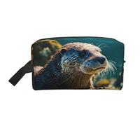 VPPUR Animal Cute Brown Otters Print Large Capacity Zippered Storage Bag Travel Cosmetic Organizer for Toiletries Makeup, White, One Size