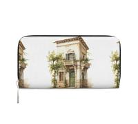 VPPUR Antique Building with Roman Olive Branch and Greek Print Hand Wallet Crafted Lady Wallet for Women Wallet Clutch for Travel Casual Trendy, Black, One Size, Art, Black, One Size, Art