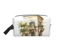 VPPUR Antique Building with Roman Olive Branch and Greek Print Large Capacity Zippered Storage Bag Travel Cosmetic Organizer for Toiletries Makeup, White, One Size
