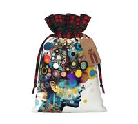 VPPUR Artificial Intelligence Brain Printing Eco-Friendly Xmas Drawstring Versatile Gift Bags Christmas Birthday Wrapping Needs