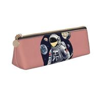 VPPUR Astronaut on The Moon 1 Print Daily Small Pencil Case Triangle Pouch with Zippered Pen Holder for Writing Tools, White, One Size