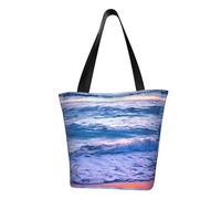 VPPUR Beach Sunset Ocean Waves Print Comfortable Summer Shoulder Bag Travel Tote Outdoor Beach Work Party Daily Commutes