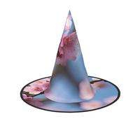 VPPUR Beautiful Cherry Blossoms Print Halloween Witch Hat Unisex Carnival Costume Accessory Cap Parties Themed Events