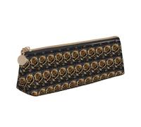 VPPUR black and gold flowers Print Daily Small Pencil Case Triangle Pouch with Zippered Pen Holder for Writing Tools, White, One Size, White, One Size