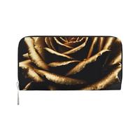 VPPUR black and gold flowers Print Hand Wallet Crafted Lady Wallet for Women Wallet Clutch for Travel Casual Trendy, Black, One Size, Art