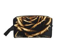 VPPUR black and gold flowers Print Large Capacity Zippered Storage Bag Travel Cosmetic Organizer for Toiletries Makeup, White, One Size