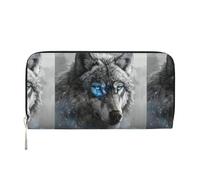 VPPUR Blue Eyes Wolf Print Hand Wallet Crafted Lady Wallet for Women Wallet Clutch for Travel Casual Trendy, Black, One Size, Art, Black, One Size, Art