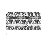 VPPUR Bohemian Elephant Pattern Print Hand Wallet Crafted Lady Wallet for Women Wallet Clutch for Travel Casual Trendy, Black, One Size, Art, Black, One Size, Art