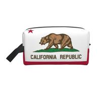 VPPUR California State Flag Print Large Capacity Zippered Storage Bag Travel Cosmetic Organizer for Toiletries Makeup, White, One Size