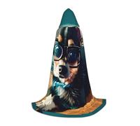 VPPUR Chihuahua Dog Glasses Print Unisex Hooded Cloak For Carnival Theme Party Decorations Witch Costume Cosplay