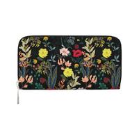 VPPUR Colorful Boho Floral Print Hand Wallet Crafted Lady Wallet for Women Wallet Clutch for Travel Casual Trendy, Black, One Size, Art, Black, One Size, Art