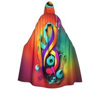 VPPUR Colorful Musical Notes Print Unisex Adult Hooded Cloak Costume Halloween Christmas Carnival Theme Parties