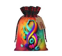 VPPUR Colorful Musical Notes Printing Eco-Friendly Xmas Drawstring Versatile Gift Bags Christmas Birthday Wrapping Needs