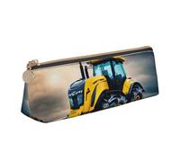 VPPUR Company Farm Tractor Print Daily Small Pencil Case Triangle Pouch with Zippered Pen Holder for Writing Tools, White, One Size