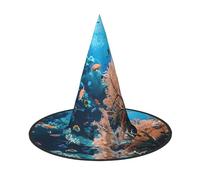VPPUR Coral Reef Print Halloween Witch Hat Unisex Carnival Costume Accessory Cap Parties Themed Events