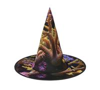 VPPUR Coral Reef Print Halloween Witch Hat Unisex Carnival Costume Accessory Cap Parties Themed Events