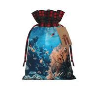 VPPUR Coral Reef Printing Eco-Friendly Xmas Drawstring Versatile Gift Bags Christmas Birthday Wrapping Needs