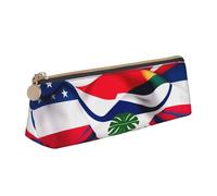 VPPUR Costa Rica Flag Print Daily Small Pencil Case Triangle Pouch with Zippered Pen Holder for Writing Tools, White, One Size