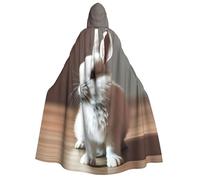 VPPUR Cry White Rabbit Print Unisex Adult Hooded Cloak Costume Halloween Christmas Carnival Theme Parties