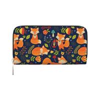 VPPUR Cute Animal Fox Flower Print Hand Wallet Crafted Lady Wallet for Women Wallet Clutch for Travel Casual Trendy, Black, One Size, Art, Black, One Size, Art