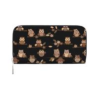 VPPUR Cute Brown Cartoon Owls Print Hand Wallet Crafted Lady Wallet for Women Wallet Clutch for Travel Casual Trendy, Black, One Size, Art, Black, One Size, Art
