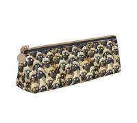 VPPUR Cute Cartoon Sheep Print Daily Small Pencil Case Triangle Pouch with Zippered Pen Holder for Writing Tools, White, One Size