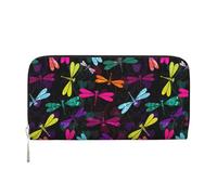 VPPUR Cute Dragonfly Print Hand Wallet Crafted Lady Wallet for Women Wallet Clutch for Travel Casual Trendy, Black, One Size, Art, Black, One Size, Art