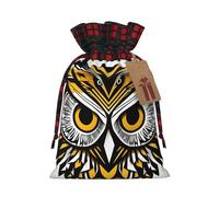 VPPUR Cute Owl Pattern Printing Eco-Friendly Xmas Drawstring Versatile Gift Bags Christmas Birthday Wrapping Needs