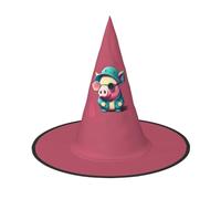 VPPUR Cute Pig Print Halloween Witch Hat Unisex Carnival Costume Accessory Cap Parties Themed Events