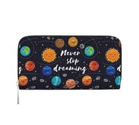 VPPUR Cute Planet Print Hand Wallet Crafted Lady Wallet for Women Wallet Clutch for Travel Casual Trendy, Black, One Size, Art