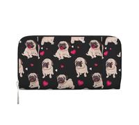 VPPUR Cute Pug Print Hand Wallet Crafted Lady Wallet for Women Wallet Clutch for Travel Casual Trendy, Black, One Size, Art, Black, One Size, Art