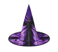 VPPUR Cute Purple Butterfly Print Halloween Witch Hat Unisex Carnival Costume Accessory Cap Parties Themed Events