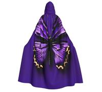 VPPUR Cute Purple Butterfly Print Unisex Adult Hooded Cloak Costume Halloween Christmas Carnival Theme Parties