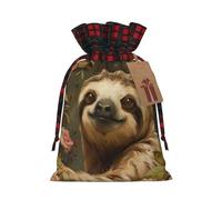 VPPUR Cute Sloth Printing Eco-Friendly Xmas Drawstring Versatile Gift Bags Christmas Birthday Wrapping Needs