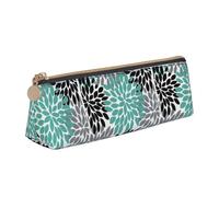 VPPUR Dahlia Flower Print Daily Small Pencil Case Triangle Pouch with Zippered Pen Holder for Writing Tools, White, One Size