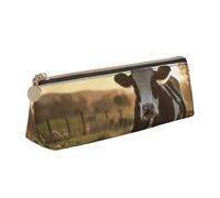 VPPUR Dairy Cow Print Daily Small Pencil Case Triangle Pouch with Zippered Pen Holder for Writing Tools, White, One Size