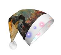 VPPUR Dance With Music Print Adult Unisex Led Christmas Hat Santa Holiday Halloween New Year Party Supplies