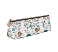 VPPUR Delicious Coffee Print Daily Small Pencil Case Triangle Pouch with Zippered Pen Holder for Writing Tools, White, One Size